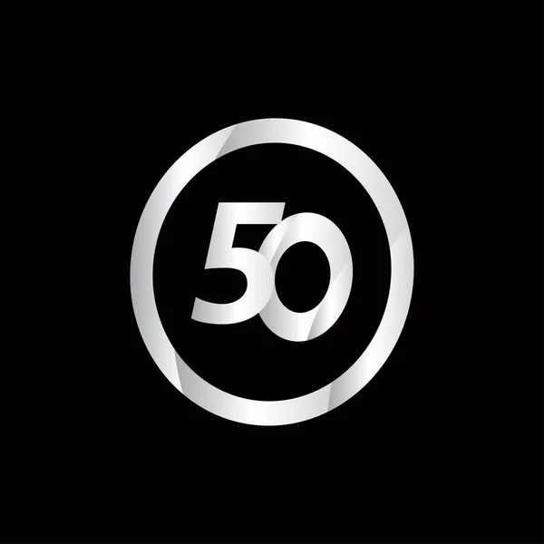 50周年記念サークルシルバーナンバーベクトルテンプレートデザインイラスト — ストックベクタ