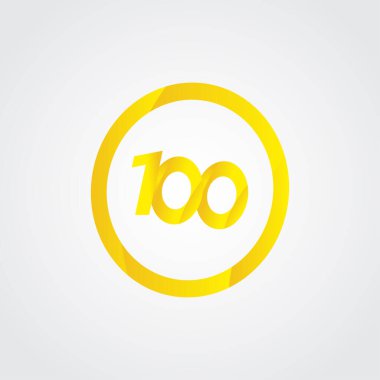 100 Yıldönümü Kutlama Çemberi Sarı Vektör Şablonu Tasarım Çizimi