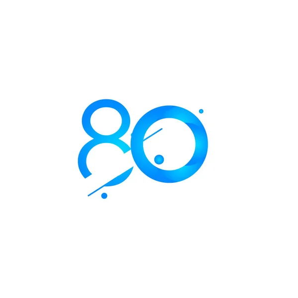 80周年記念グラデーションブルーナンバーベクトルテンプレートデザインイラスト — ストックベクタ