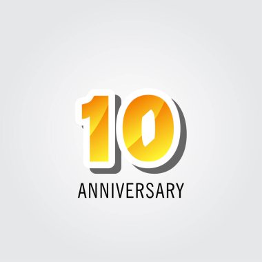 10 Yıl Yıldönümü Kutlama Logosu Şablon Tasarımı Çizimi