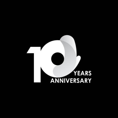 10 Yıl Yıldönümü Kutlaması Beyaz Çember Vektör Şablonu Tasarım Çizimi