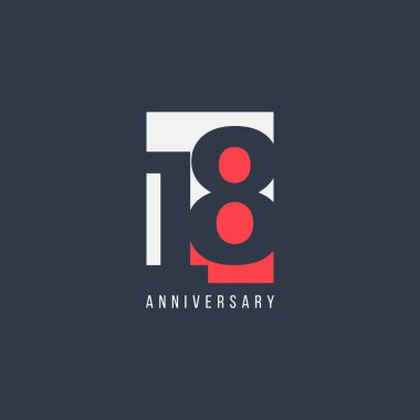 18. Yıldönümü Kutlama Şablonu Tasarım Çizimi