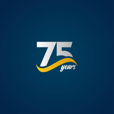 75 Yıl Yıldönümü Kutlaması Zarif Beyaz Sarı Logo Mavisi Vektör Şablonu Çizimi
