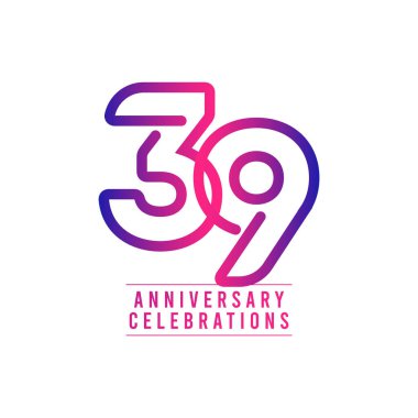 39. Yıldönümü Kutlama Vektör Şablonu Tasarım İllüstrasyonu