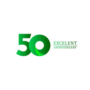 50 Yıl Mükemmel Yıldönümü Kutlaması Yeşil Logo Vektör Şablonu Tasarım Çizimi