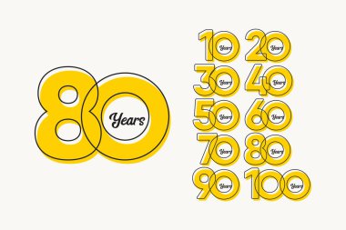 80 Yıl Yıldönümü Kutlamaları Seçkin Vektör Şablonu Tasarım İllüstrasyonunu Ayarladı