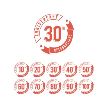 30 Yıl Yıldönümü Kutlamaları Seçkin Vektör Şablonu Tasarım İllüstrasyonu Ayarladı