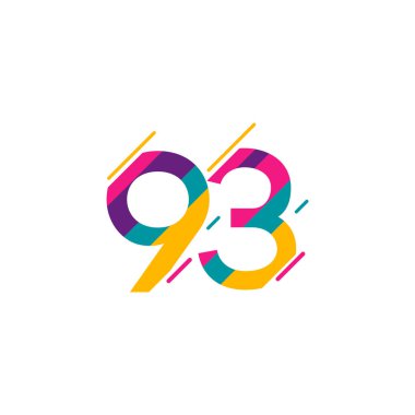 93 Yıl Yıldönümü Kutlama Logosu Şablon Tasarımı Çizimi