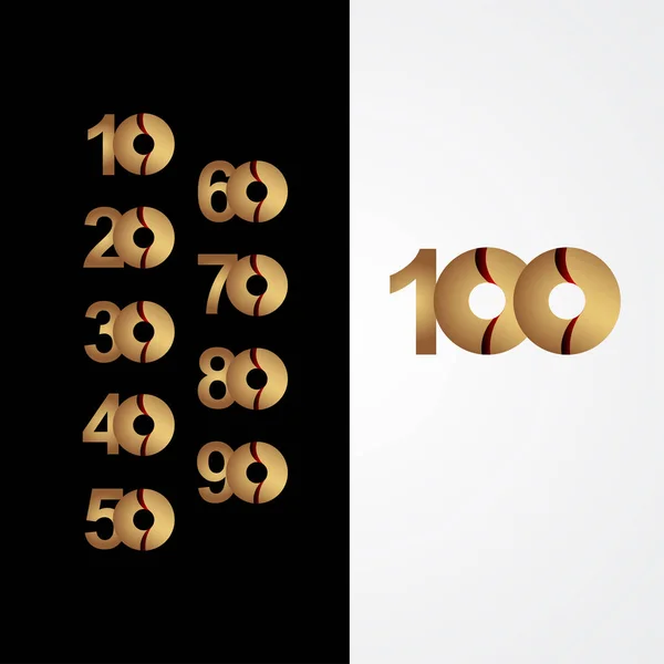 100 Jahre Jubiläumsfeier Gold Vector Template Design Illustration — Stockvektor