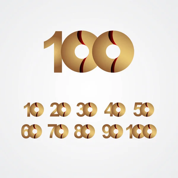 100 Years Anniversary Celebration Gold Vector Template Design Illustration — Stock Vector