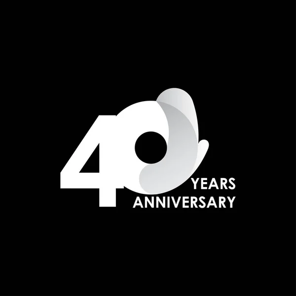 40周年記念ホワイトサークルベクトルテンプレートデザインイラスト — ストックベクタ
