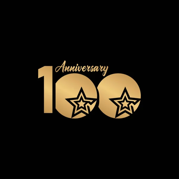 100 Años Aniversario Celebración Estrella Oro Logo Vector Plantilla Diseño — Vector de stock