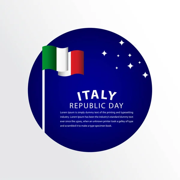 Feliz Itália República Dia Celebração Vector Modelo Design Ilustração — Vetor de Stock