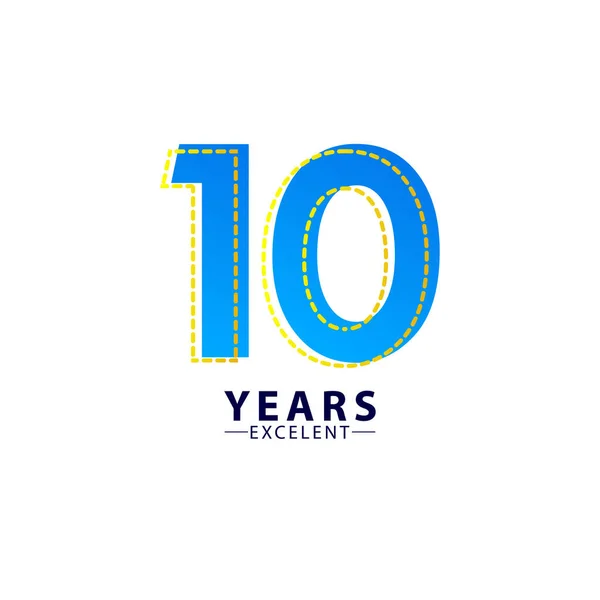 Anos Excelente Aniversário Celebração Azul Traço Vector Modelo Design Ilustração — Vetor de Stock