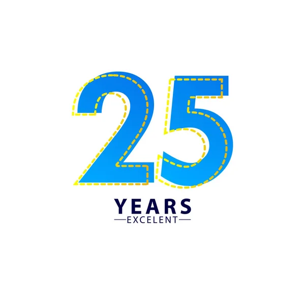 Years Excellent Anniversary Celebration Blue Dash Vector Template Design Illustration — Stock Vector