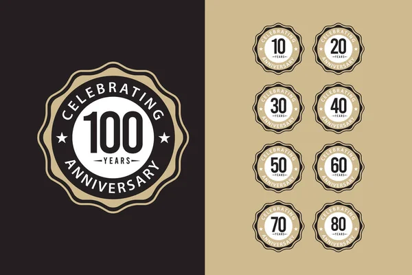 100 Years Anniversary Set Celebrations Elegant Vector Template Design Illustration — Stock Vector