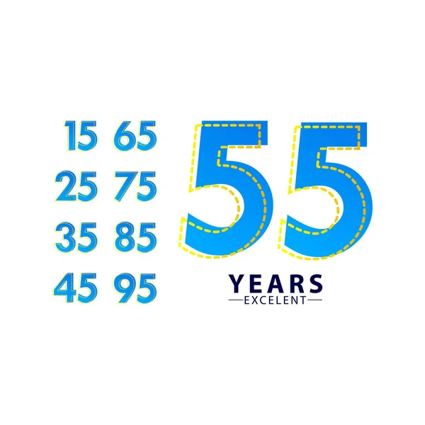 Years Excellent Anniversary Celebration Blue Dash Vector Template Design Illustration — Stock Vector