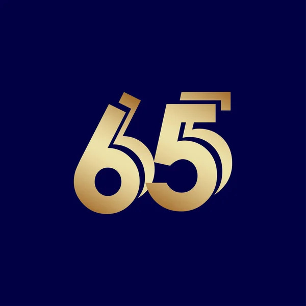 65周年記念ブルーゴールドベクトルテンプレートデザインイラスト — ストックベクタ