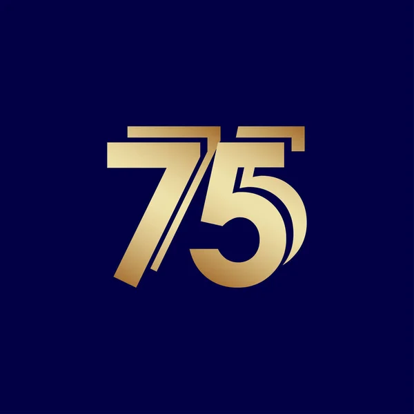 75周年庆祝会蓝色金色矢量模板设计图解 — 图库矢量图片