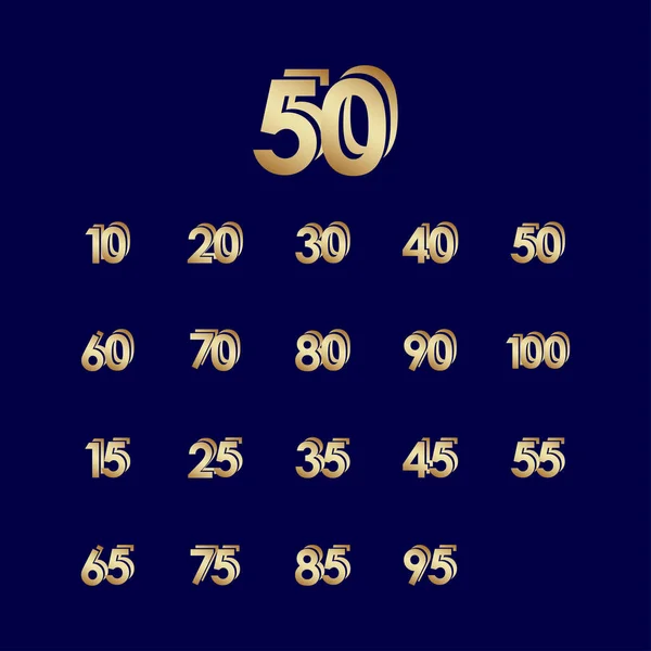 50周年庆祝会蓝色金色矢量模板设计图解 — 图库矢量图片