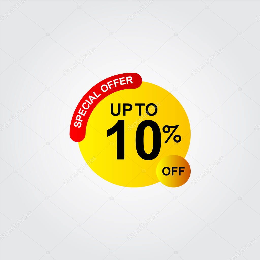 Discount Up to 10% off Special Offer Logo Vector Template Design Illustration