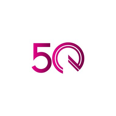 50 Yıl Yıldönümü Kutlaması Mor Çizgi Şablonu Tasarım Çizimi