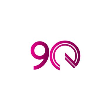 90 Yıl Yıldönümü Kutlaması Mor Çizgi Şablonu Tasarım Çizimi