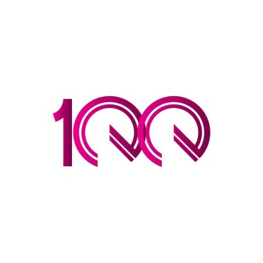 100 Yıl Yıldönümü Kutlaması Mor Çizgi Şablonu Tasarım Çizimi