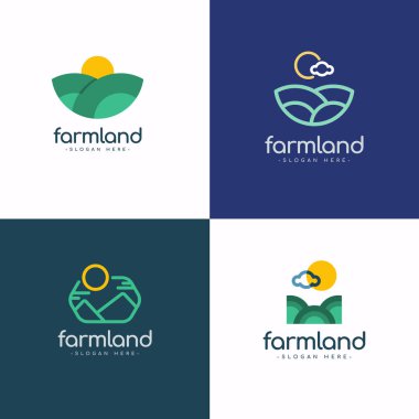 Çiftlik Arazisi Logo Vektör Şablonu Tasarım Çizimi