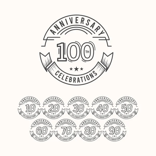 100 Yıl Yıldönümü Kutlama Logosu Şablon Tasarımı Çizimi — Stok Vektör