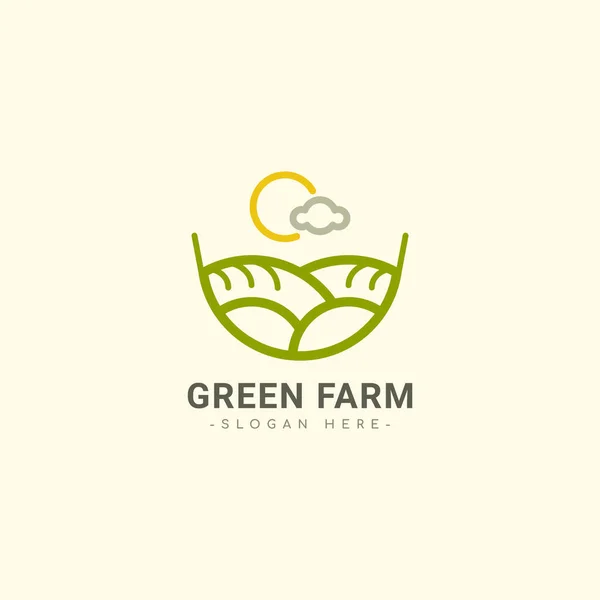 Ilustração Projeto Modelo Vetor Logotipo Verde Fazenda —  Vetores de Stock