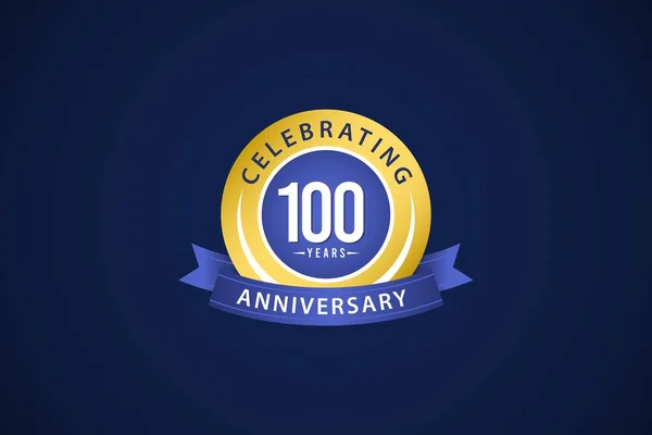 100 Χρόνια Επέτειος Γιορτάζοντας Μπλε Λογότυπο Διάνυσμα Πρότυπο Εικονογράφηση — Διανυσματικό Αρχείο