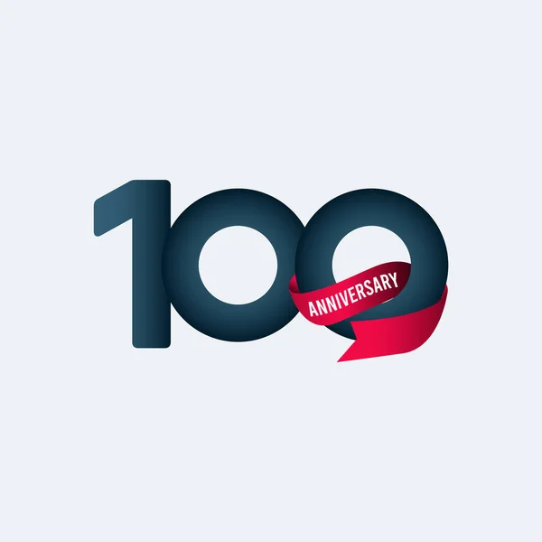100 Років Святкування Стрічка Градієнт Вектор Дизайн Шаблону Ілюстрація — стоковий вектор