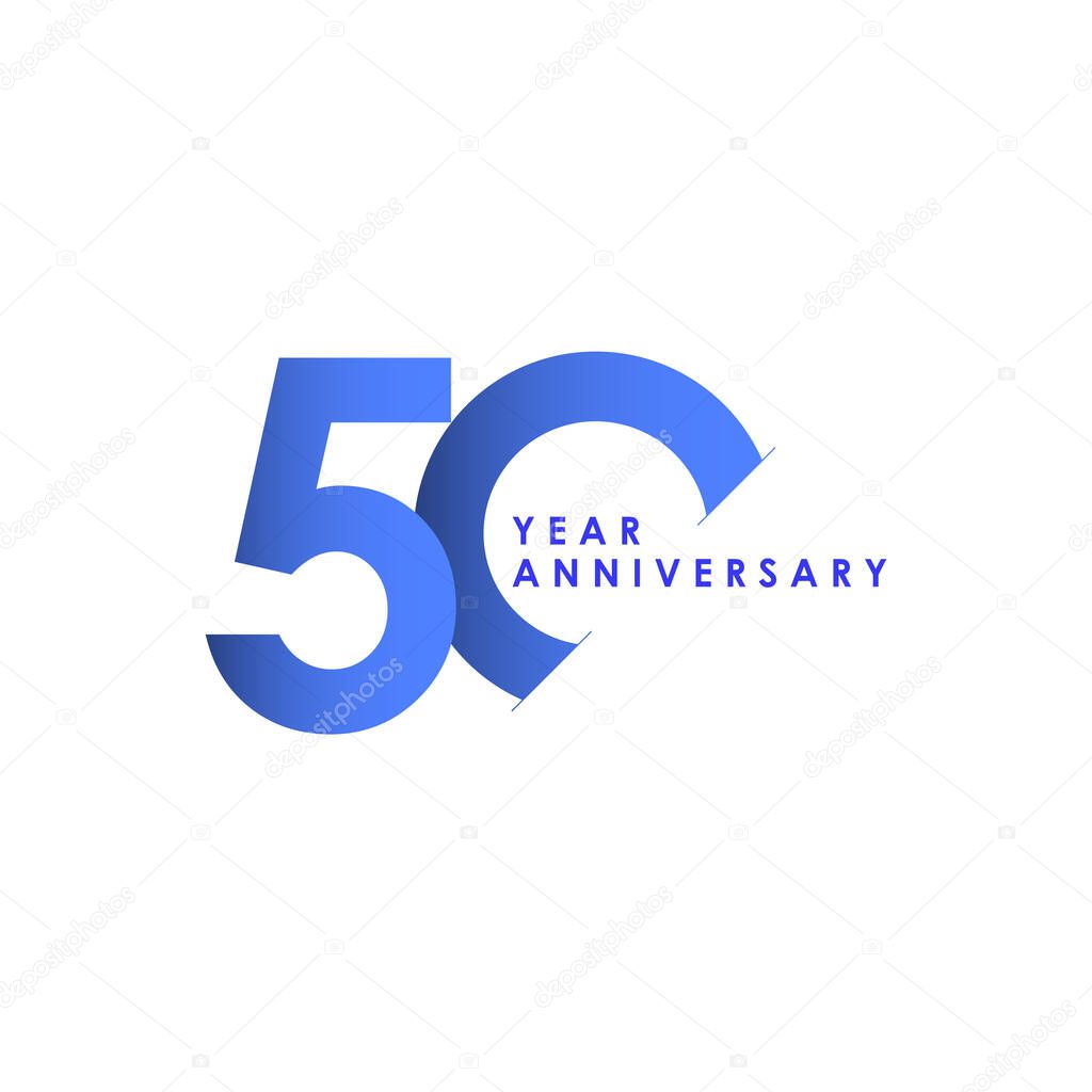 50 Years Anniversary Celebration Blue Gradient Vector Template Design Illustration