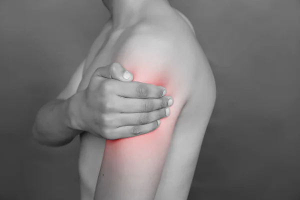 Close Male Arm Pain Isolated White Background — Stock Photo, Image