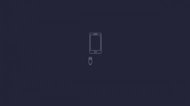 USB ile şarj edilmiş cep telefonu görüntüsü. Beyaz arkaplanda izole.