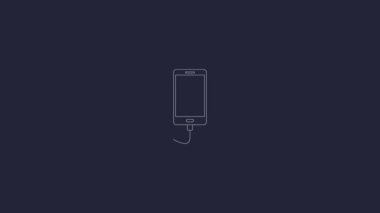 USB ile şarj edilmiş cep telefonu görüntüsü. Beyaz arkaplanda izole.