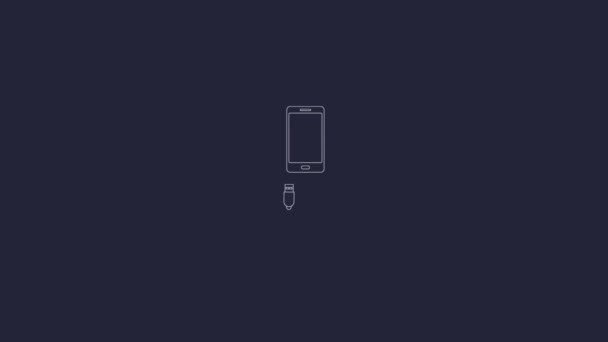 Видеозапись Зарядки Мобильного Телефона Usb Изолированный Белом Фоне — стоковое видео