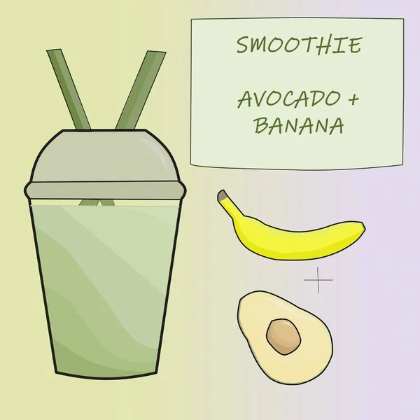 Smoothie Illusztrációja Banánnal Avokádóval — Stock Fotó