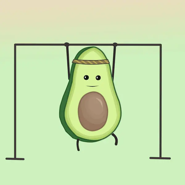 Ilustración Aguacate Haciendo Pull Ups Una Barra Horizontal —  Fotos de Stock