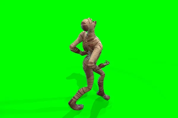 Fantasy Postać Mummy Renderowania Zielonym Tle — Zdjęcie stockowe