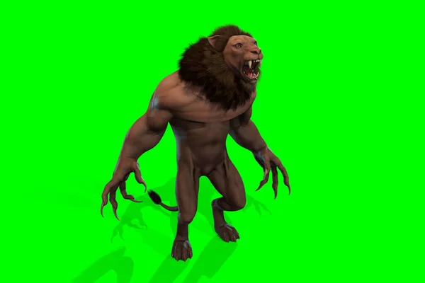 Φανταστικός Χαρακτήρας Humanoid Lion Επική Στάση Render Μαύρο Φόντο — Φωτογραφία Αρχείου