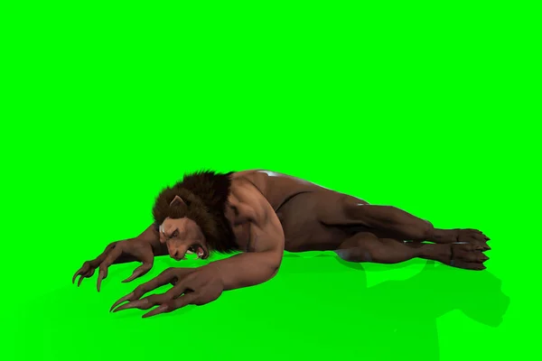 Personaje Fantasía Humanoid Lion Pose Épica Renderizado Sobre Fondo Negro —  Fotos de Stock