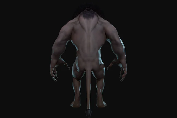 Fantasy Personage Humanoid Lion Epische Pose Weergave Zwarte Achtergrond — Stockfoto
