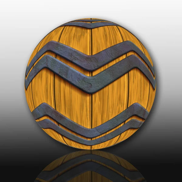 3D hacer bolas de madera y elementos metálicos —  Fotos de Stock