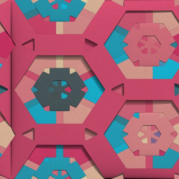 3D Render illustration of folded color paper construction seamless background tile