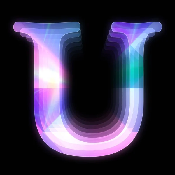 ブラックタイル上の積層虹アルファベット大文字の3Dレンダリング — ストック写真