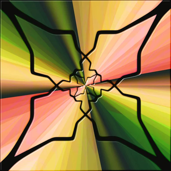 Иллюстрация Креативная Графика Красочной Фрактальной Краской Текстурированной Древесине — стоковое фото
