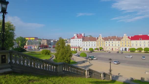 Lublin, Poland the view of the castle square from the castle. — Stock Video