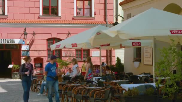 Lublino Polonia, Via della Città Vecchia con facciate colorate . — Video Stock